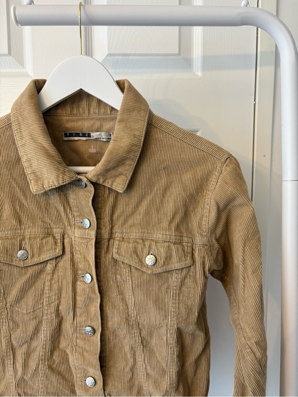 Beige Corduroy Button Up Jacket Size Extra Small Cotton - Picture 4 of 10